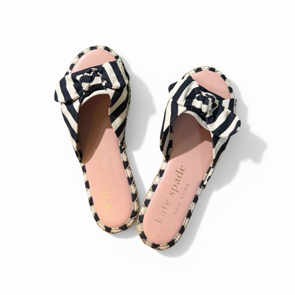 KATE SPADE New York Saltie Shore Blazer Blue & Cream Striped Canvas Sandal